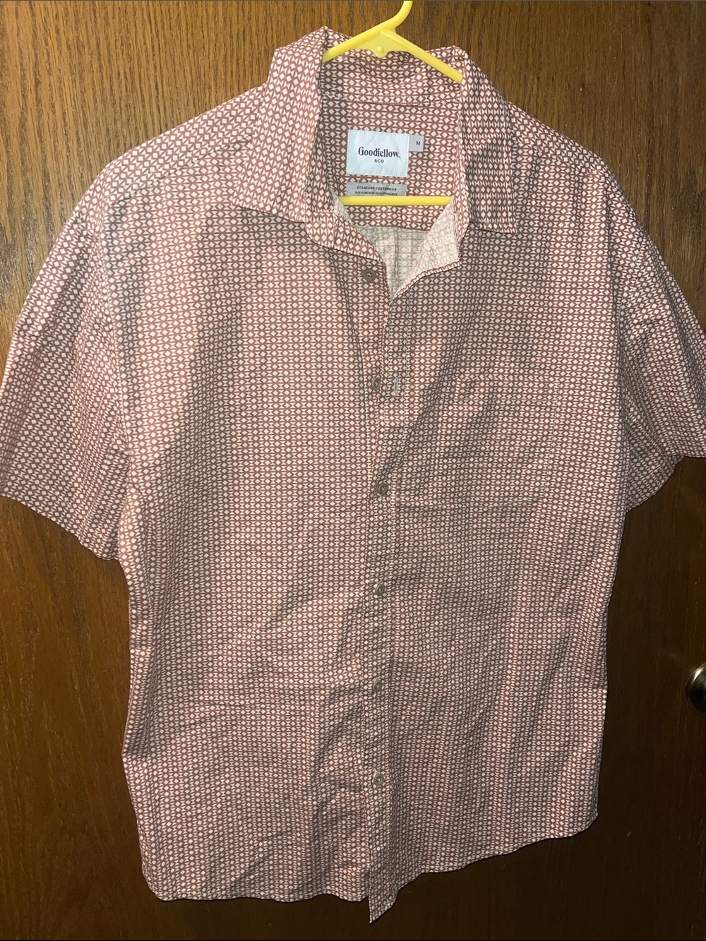 Goodfellow & Co Red Geometric Short-Sleeve Button-Down Shirt NWOT